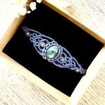 Bracelet en macramé noir avec labradorite facettée