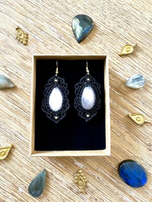 Boucles d'oreilles quartz rose.