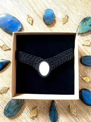 Ras de cou cabochon quartz rose.